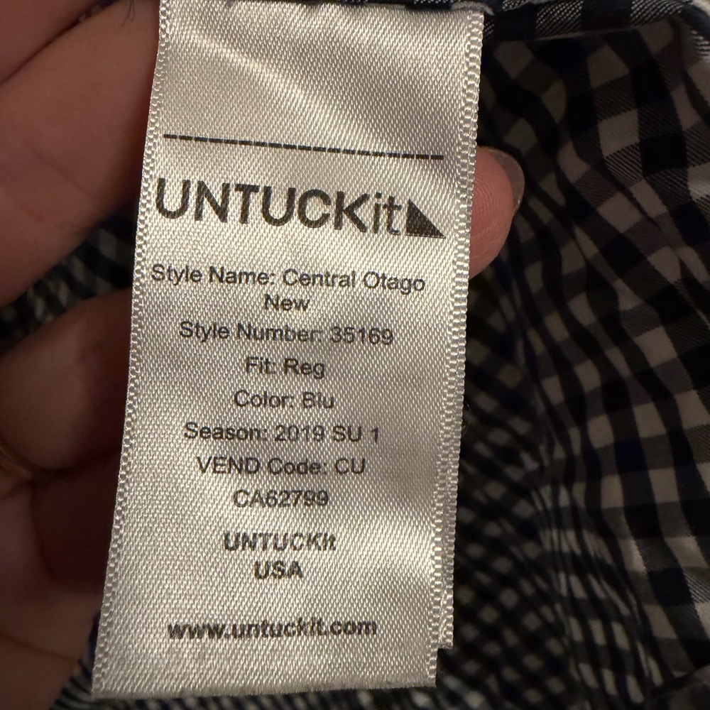 UNTUCKit Men's Central Otago Checked Black White Button Down Shirt- Size XL - Picture 5 of 8